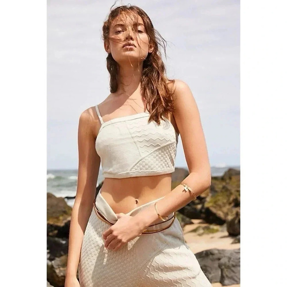 New Free People Anita Set Two Piece Sweater Set Knit Wide Leg Pants Crop Top - Picture 17 of 17